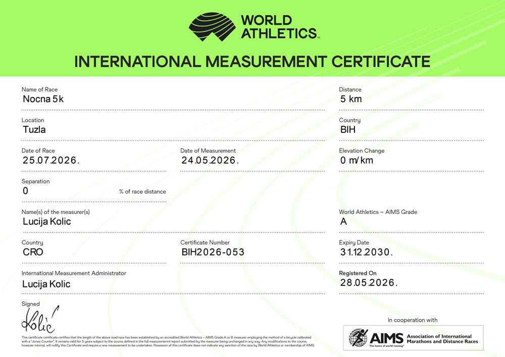 Certifikat staze nocna 5K